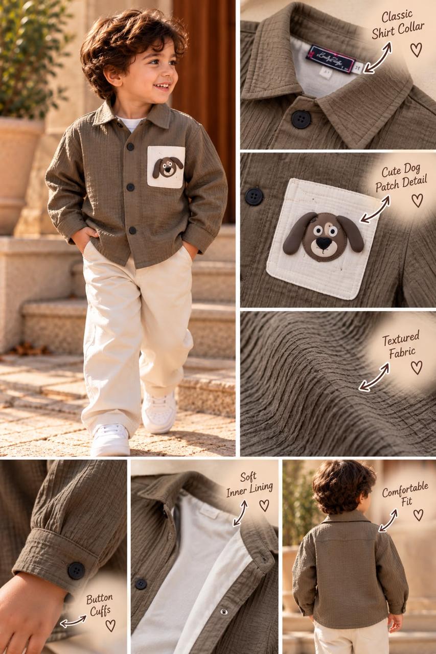 Boys’ Textured Jacket — Olive