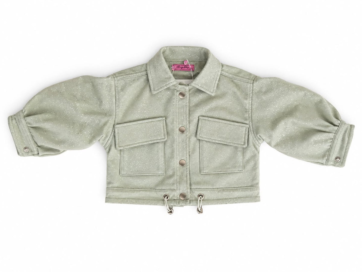 Girls’ Lined Suede-Look Jacket – Mint Green – M009