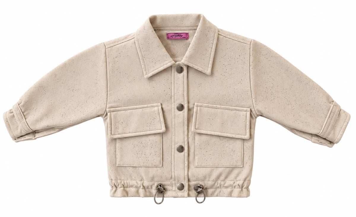 Girls’ Lined Suede-Look Jacket – Beige – M010