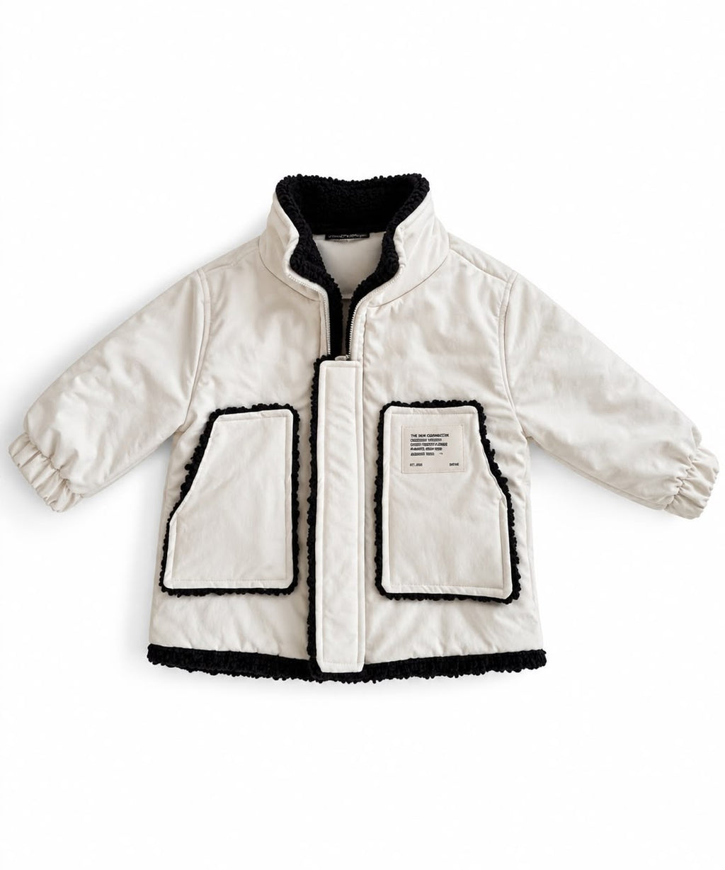 Kids’ Lined Contrast-Trim Jacket – Light Grey – M011