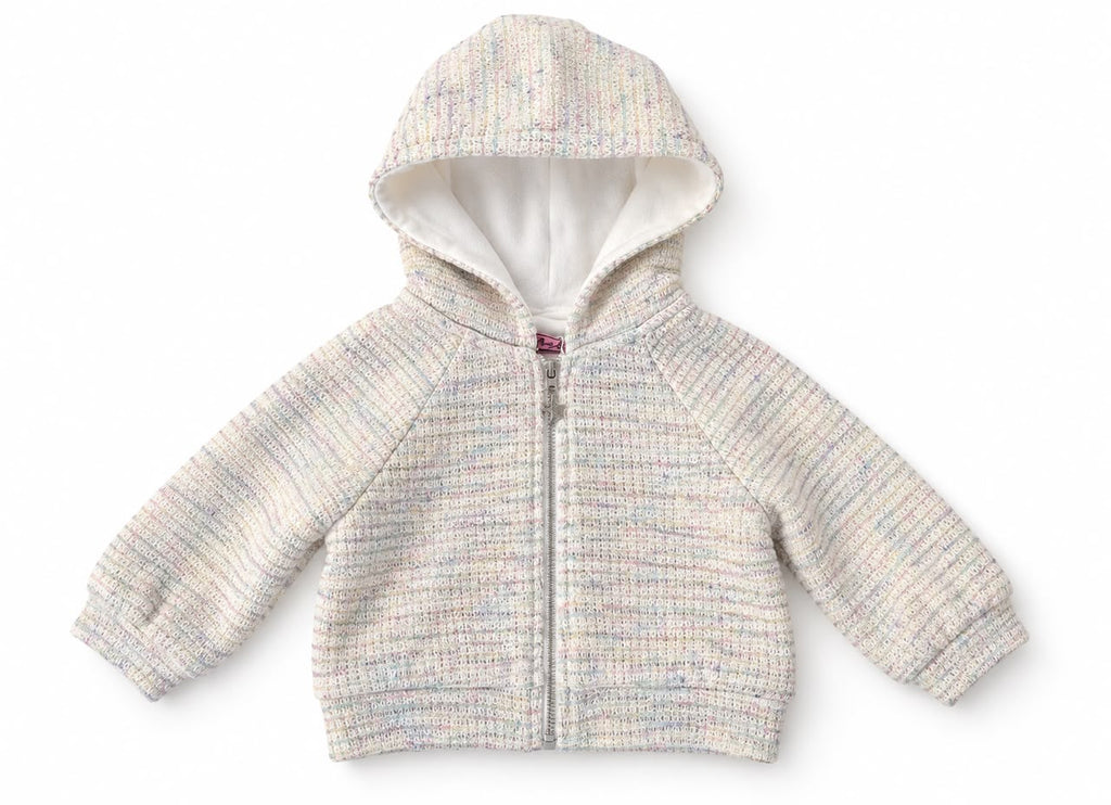 Girls’ Lined Hooded Knit Jacket – Off-White – M016