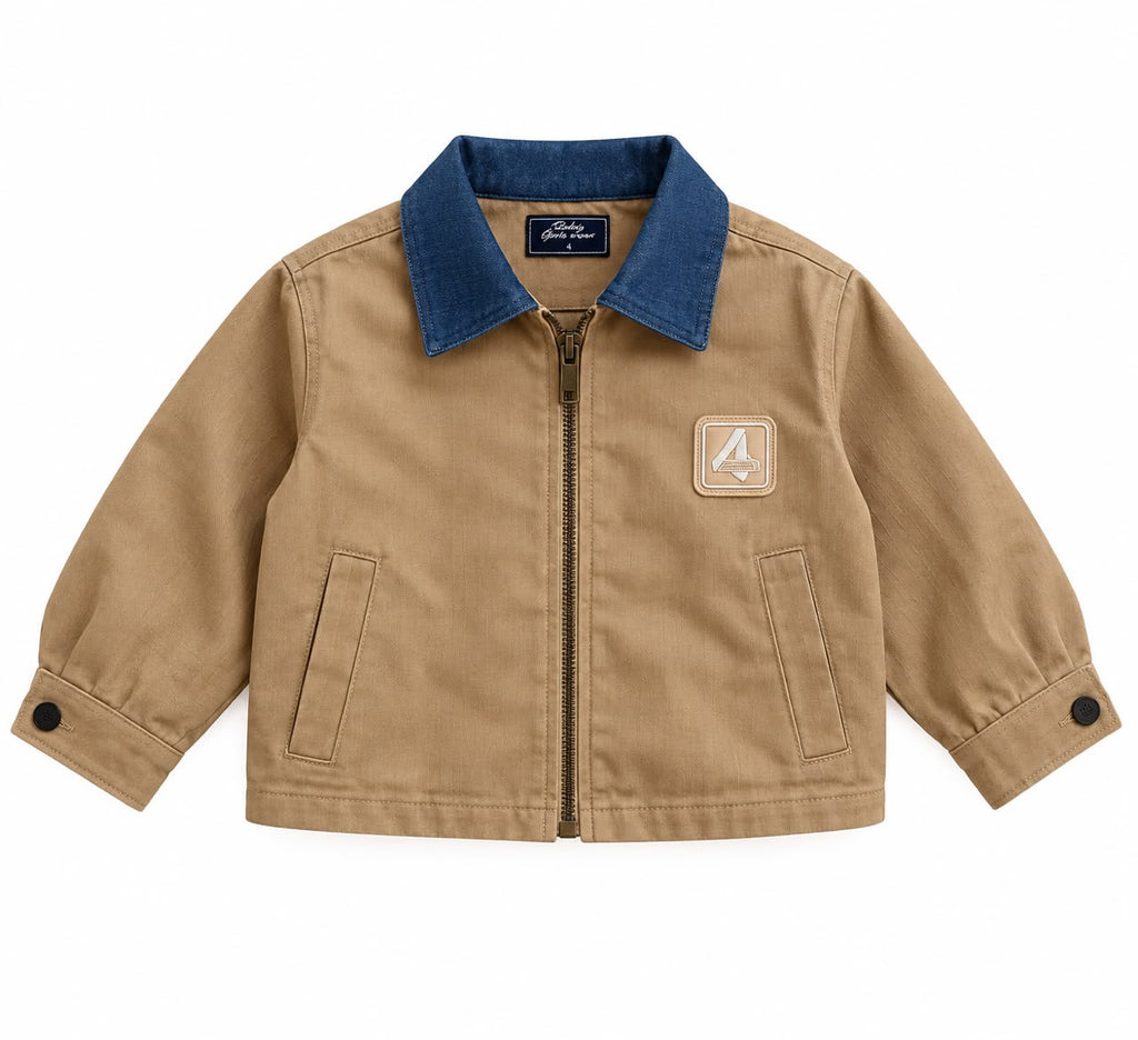 Kids’ Lined Gabardine Jacket – Camel – M019
