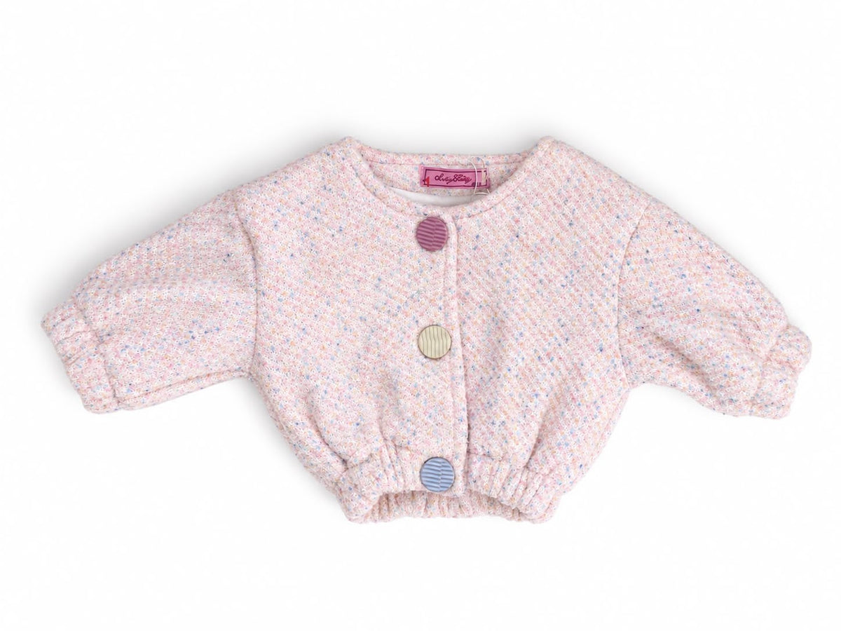 Girls’ Lined Knit Jacket with Colourful Buttons – Pink – M021